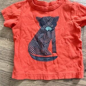 Tea Collection Orange Short-Sleeve Tee with Striped Cat Graphic